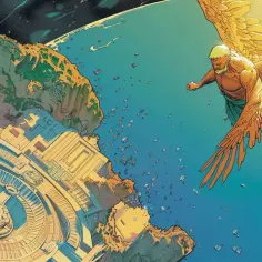 Dedal i Ikar - mitologiczna opowieść w formie komiksu.